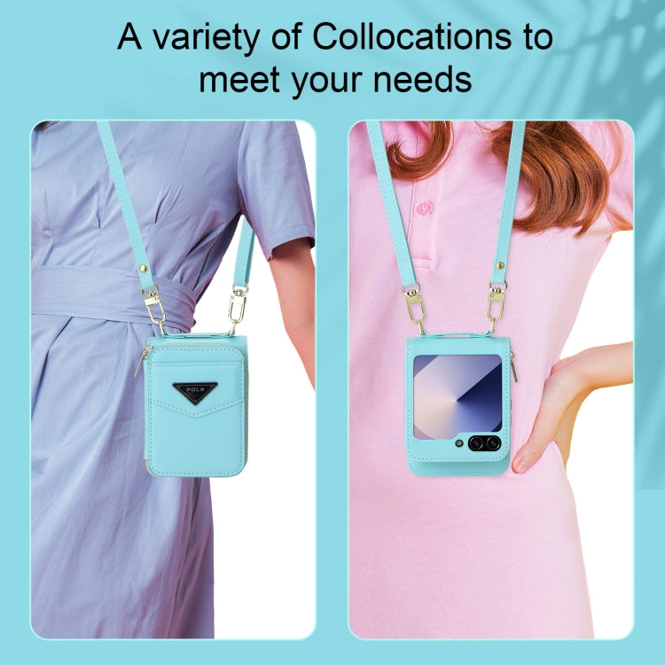 For Samsung Galaxy Z Flip6 POLA Multi-Card Slots Zipper Wallet Phone Case