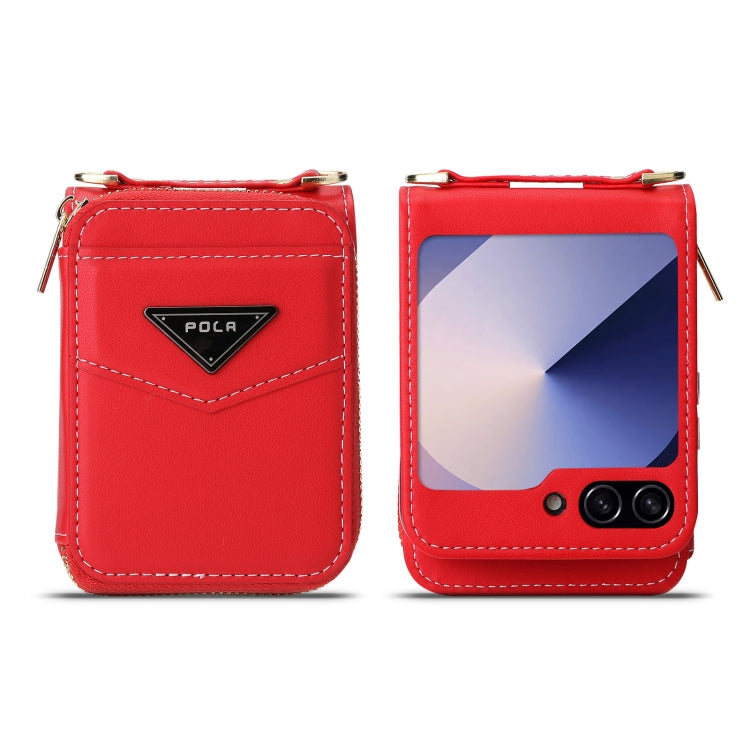 For Samsung Galaxy Z Flip6 POLA Multi-Card Slots Zipper Wallet Phone Case