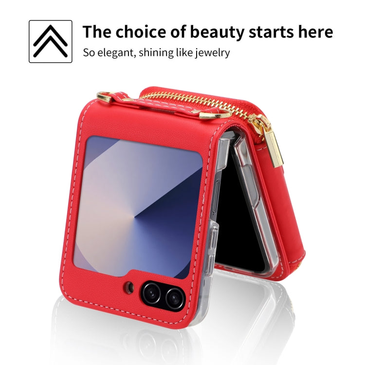 For Samsung Galaxy Z Flip6 POLA Multi-Card Slots Zipper Wallet Phone Case