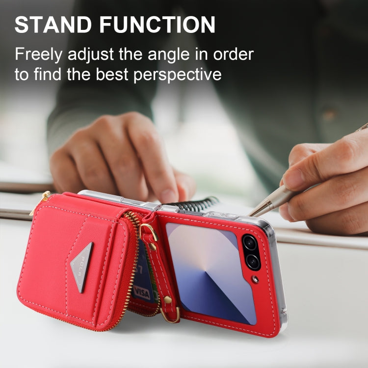For Samsung Galaxy Z Flip6 POLA Multi-Card Slots Zipper Wallet Phone Case