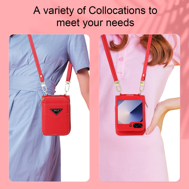 For Samsung Galaxy Z Flip6 POLA Multi-Card Slots Zipper Wallet Phone Case
