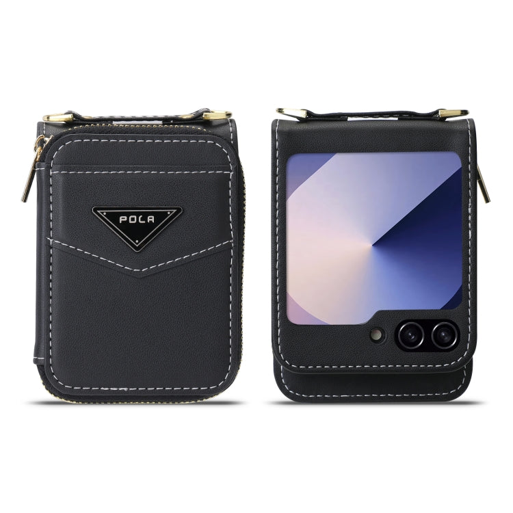 For Samsung Galaxy Z Flip6 POLA Multi-Card Slots Zipper Wallet Phone Case