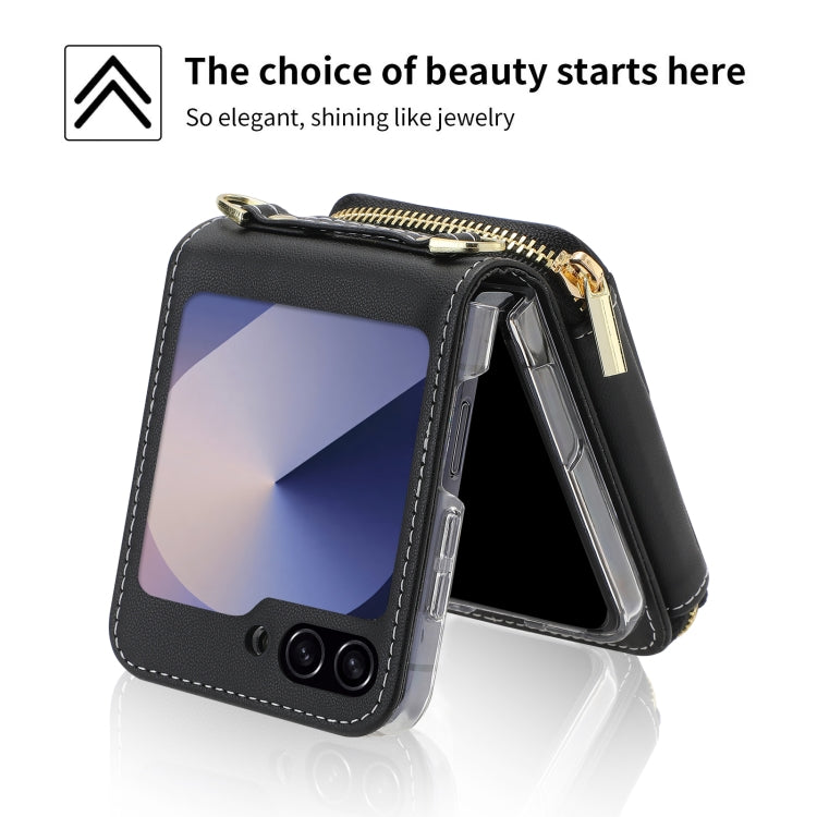 For Samsung Galaxy Z Flip6 POLA Multi-Card Slots Zipper Wallet Phone Case