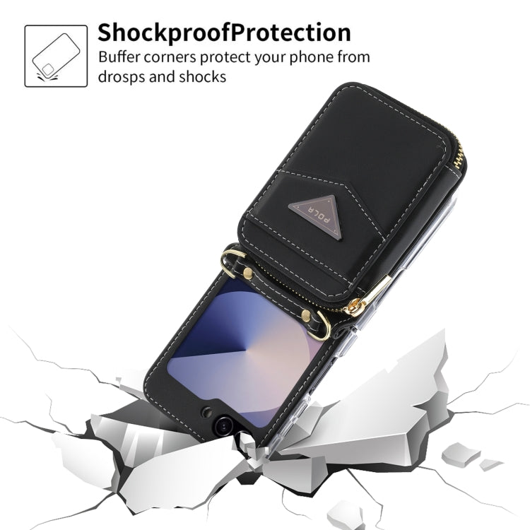 For Samsung Galaxy Z Flip6 POLA Multi-Card Slots Zipper Wallet Phone Case
