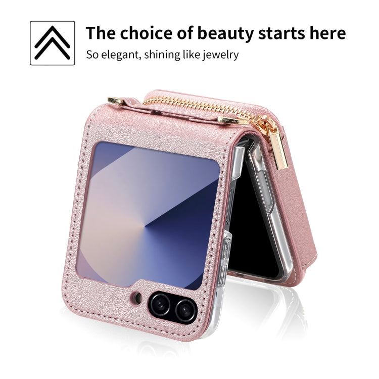 For Samsung Galaxy Z Flip6 POLA Multi-Card Slots Zipper Wallet Phone Case