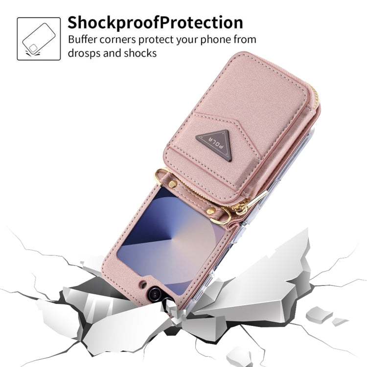 For Samsung Galaxy Z Flip6 POLA Multi-Card Slots Zipper Wallet Phone Case