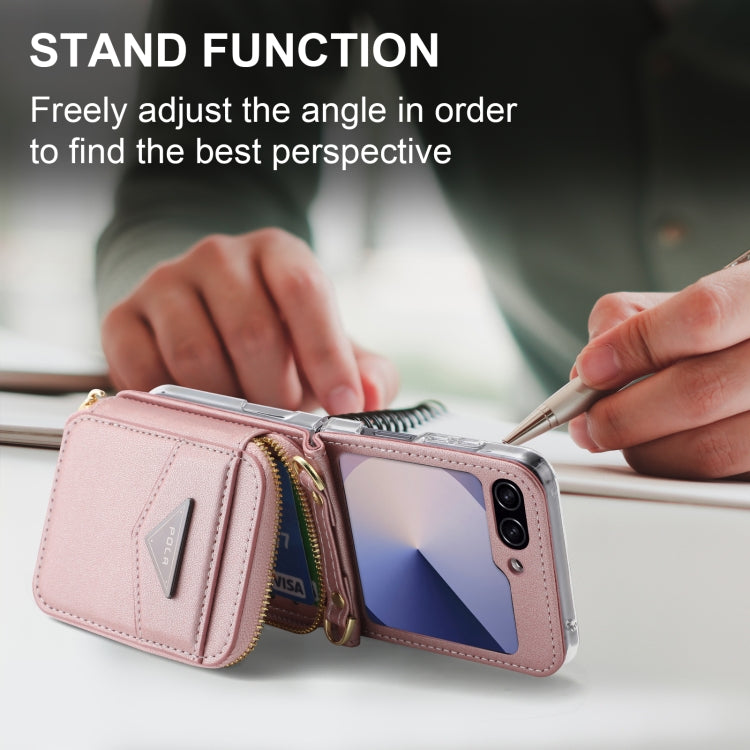 For Samsung Galaxy Z Flip6 POLA Multi-Card Slots Zipper Wallet Phone Case