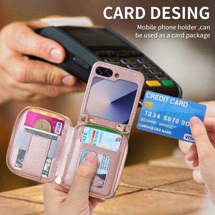 For Samsung Galaxy Z Flip6 POLA Multi-Card Slots Zipper Wallet Phone Case