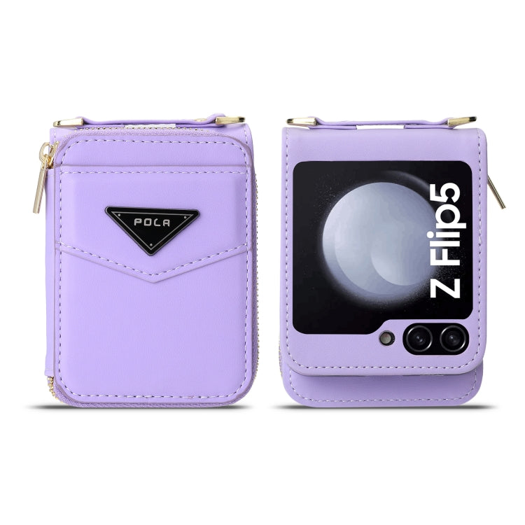 For Samsung Galaxy Z Flip5 POLA Multi-Card Slots Zipper Wallet Phone Case
