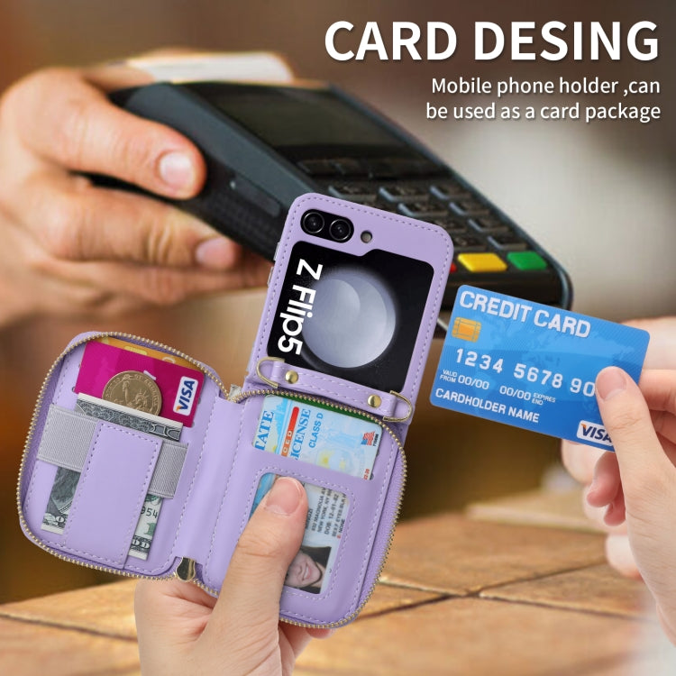For Samsung Galaxy Z Flip5 POLA Multi-Card Slots Zipper Wallet Phone Case