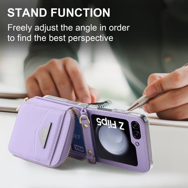 For Samsung Galaxy Z Flip5 POLA Multi-Card Slots Zipper Wallet Phone Case