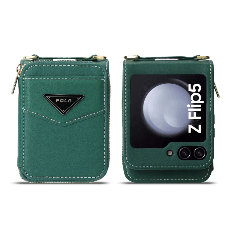 For Samsung Galaxy Z Flip5 POLA Multi-Card Slots Zipper Wallet Phone Case