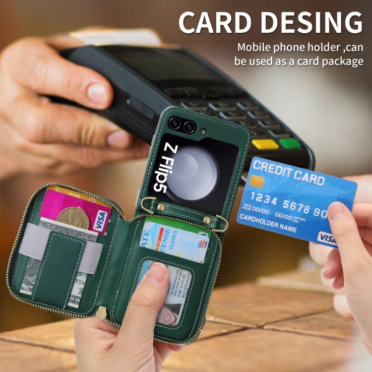 For Samsung Galaxy Z Flip5 POLA Multi-Card Slots Zipper Wallet Phone Case