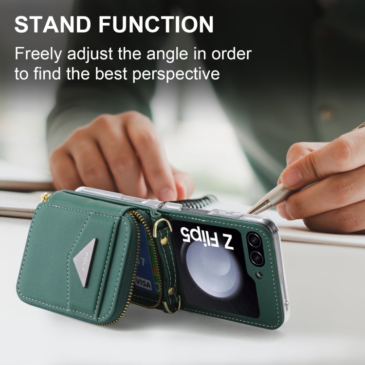 For Samsung Galaxy Z Flip5 POLA Multi-Card Slots Zipper Wallet Phone Case