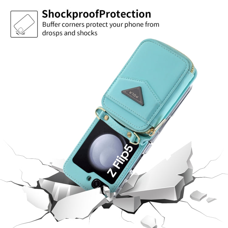 For Samsung Galaxy Z Flip5 POLA Multi-Card Slots Zipper Wallet Phone Case