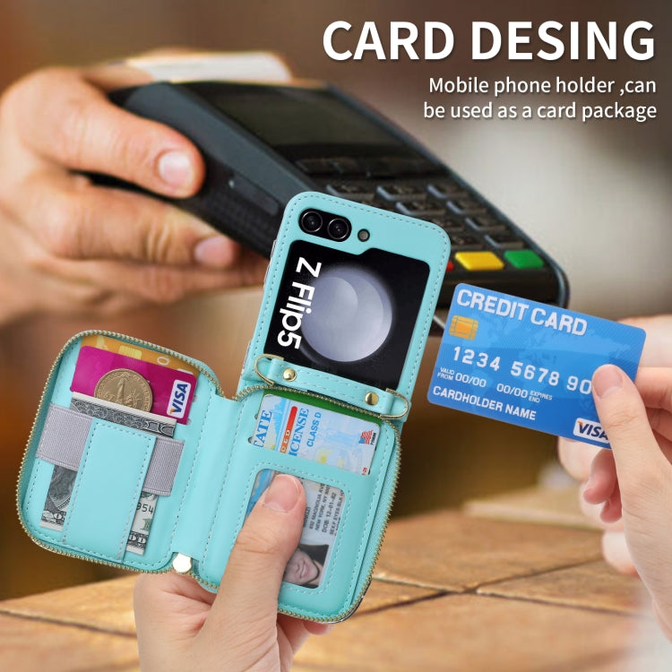 For Samsung Galaxy Z Flip5 POLA Multi-Card Slots Zipper Wallet Phone Case