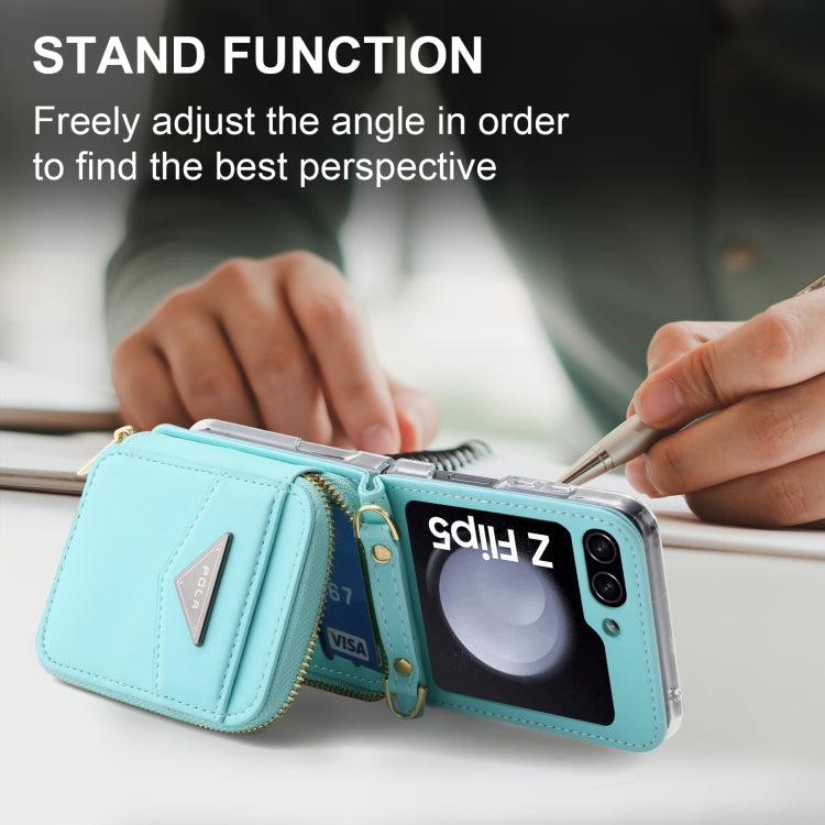 For Samsung Galaxy Z Flip5 POLA Multi-Card Slots Zipper Wallet Phone Case