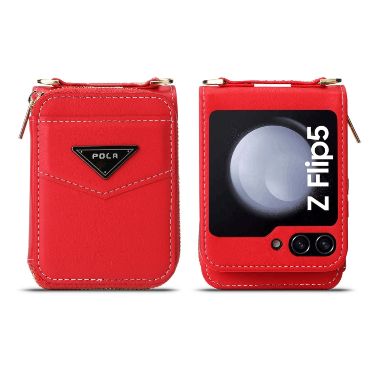 For Samsung Galaxy Z Flip5 POLA Multi-Card Slots Zipper Wallet Phone Case