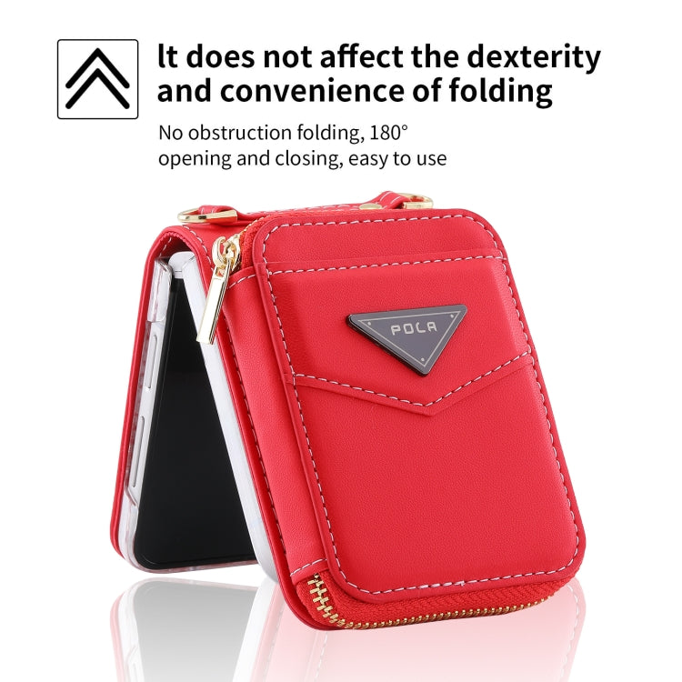 For Samsung Galaxy Z Flip5 POLA Multi-Card Slots Zipper Wallet Phone Case