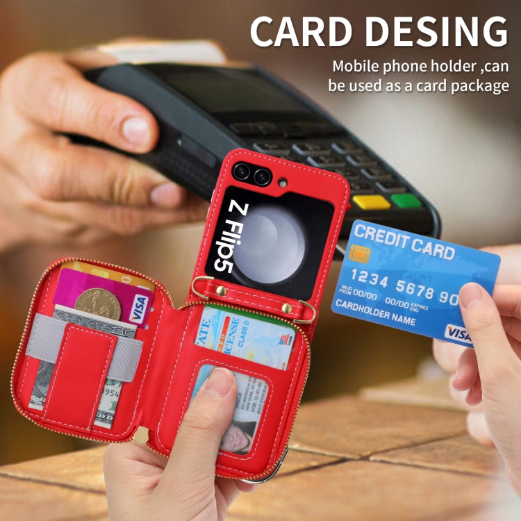 For Samsung Galaxy Z Flip5 POLA Multi-Card Slots Zipper Wallet Phone Case