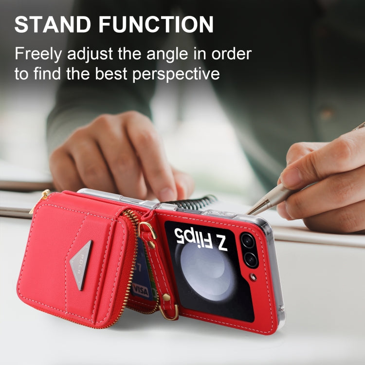 For Samsung Galaxy Z Flip5 POLA Multi-Card Slots Zipper Wallet Phone Case