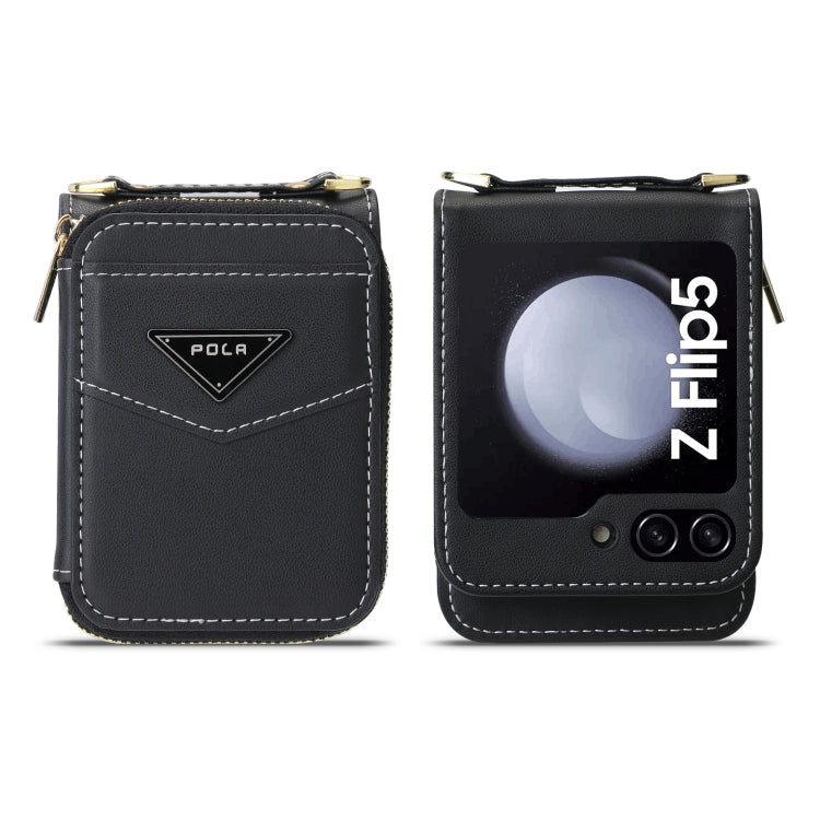 For Samsung Galaxy Z Flip5 POLA Multi-Card Slots Zipper Wallet Phone Case