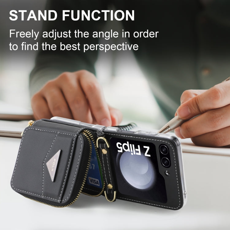 For Samsung Galaxy Z Flip5 POLA Multi-Card Slots Zipper Wallet Phone Case