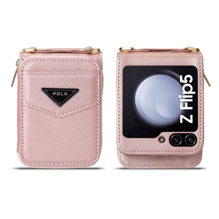 For Samsung Galaxy Z Flip5 POLA Multi-Card Slots Zipper Wallet Phone Case