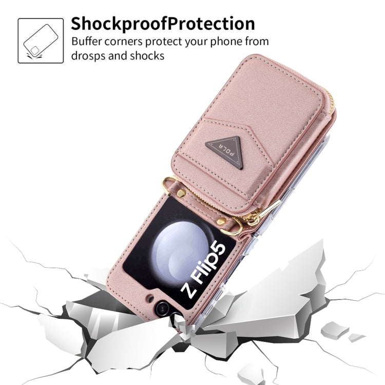 For Samsung Galaxy Z Flip5 POLA Multi-Card Slots Zipper Wallet Phone Case