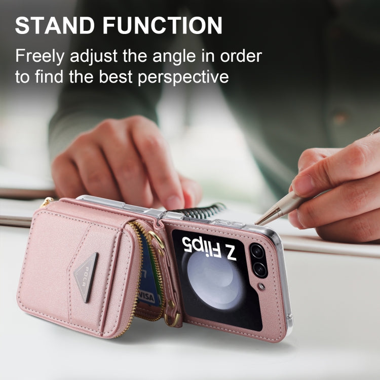 For Samsung Galaxy Z Flip5 POLA Multi-Card Slots Zipper Wallet Phone Case