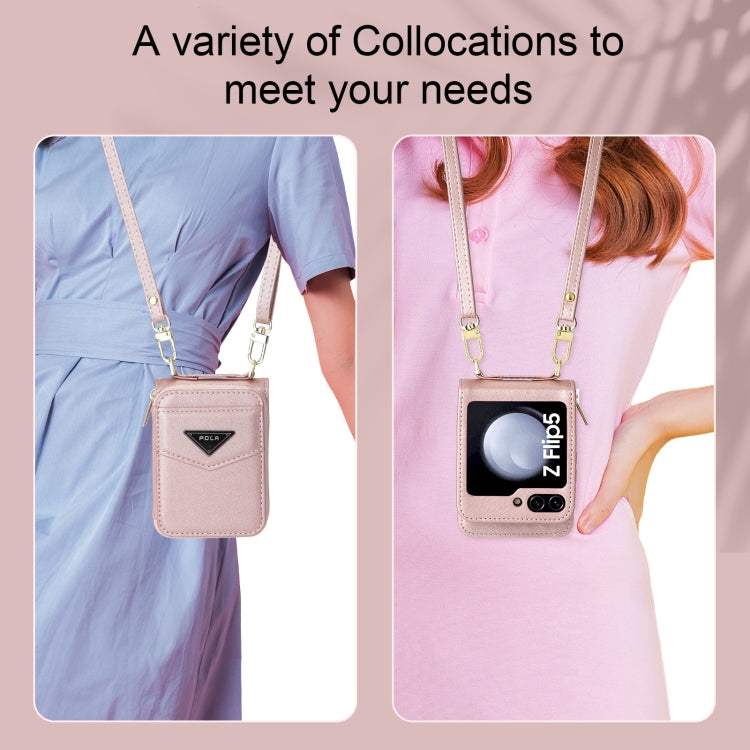 For Samsung Galaxy Z Flip5 POLA Multi-Card Slots Zipper Wallet Phone Case
