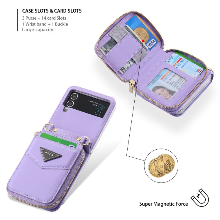 For Samsung Galaxy Z Flip3 5G POLA Multi-Card Slots Zipper Wallet Phone Case