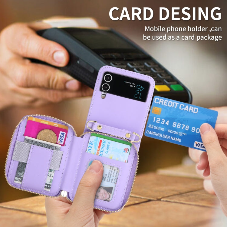 For Samsung Galaxy Z Flip3 5G POLA Multi-Card Slots Zipper Wallet Phone Case