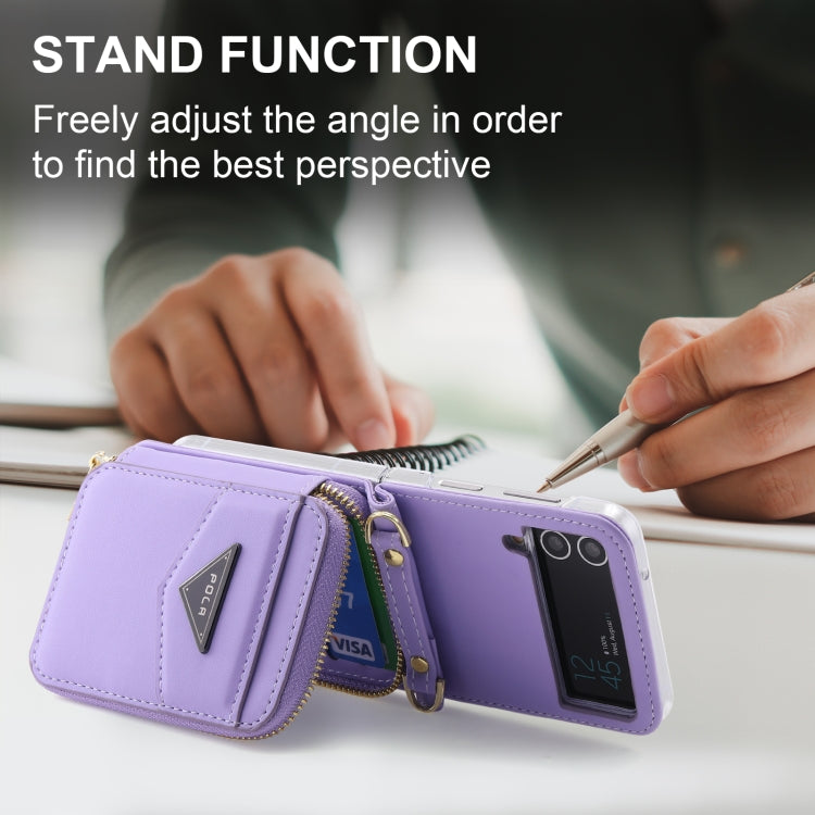 For Samsung Galaxy Z Flip3 5G POLA Multi-Card Slots Zipper Wallet Phone Case