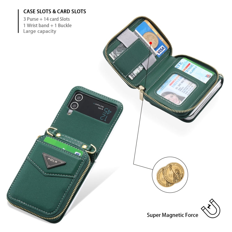 For Samsung Galaxy Z Flip3 5G POLA Multi-Card Slots Zipper Wallet Phone Case