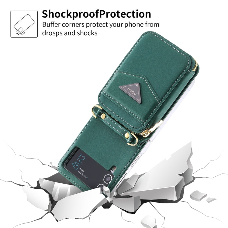 For Samsung Galaxy Z Flip3 5G POLA Multi-Card Slots Zipper Wallet Phone Case