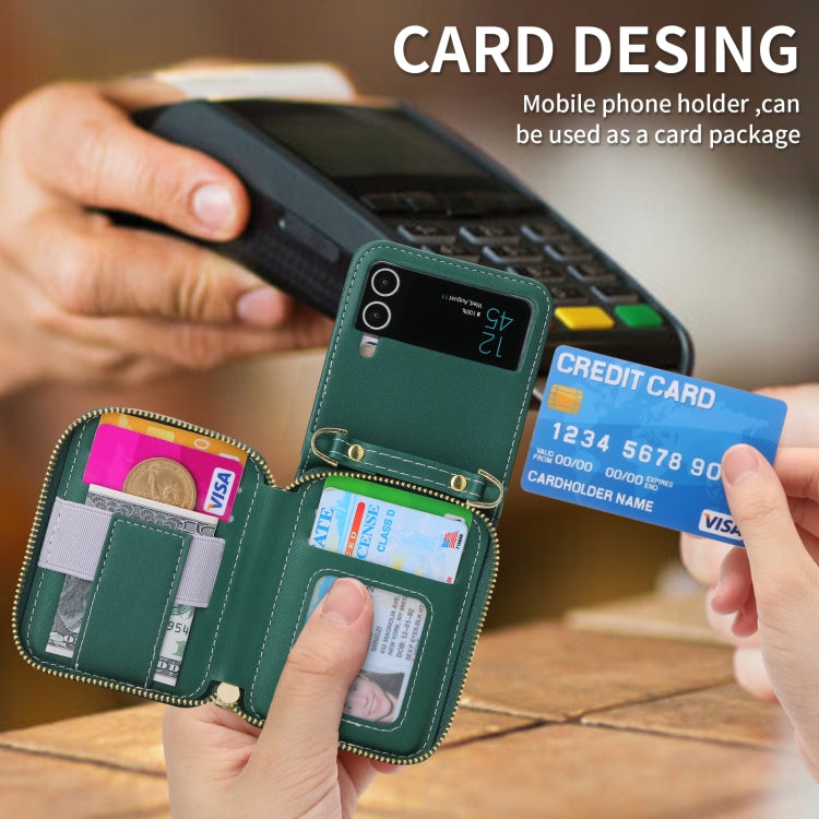 For Samsung Galaxy Z Flip3 5G POLA Multi-Card Slots Zipper Wallet Phone Case