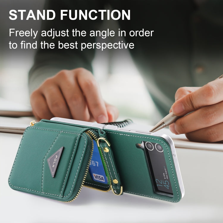 For Samsung Galaxy Z Flip3 5G POLA Multi-Card Slots Zipper Wallet Phone Case