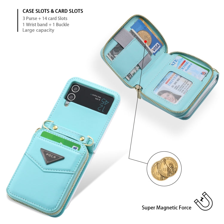 For Samsung Galaxy Z Flip3 5G POLA Multi-Card Slots Zipper Wallet Phone Case