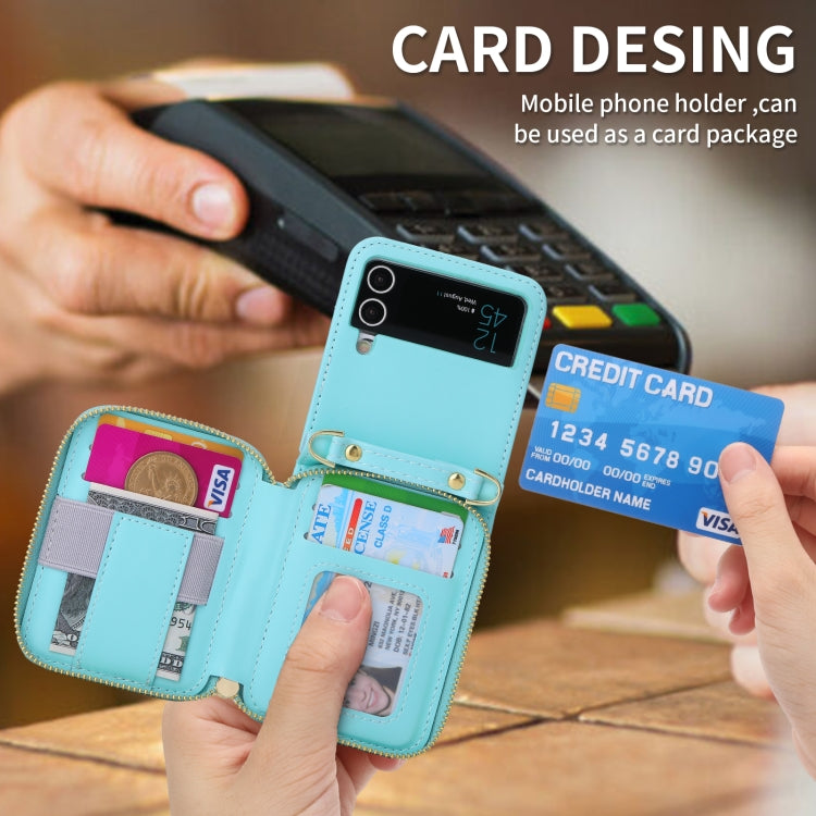 For Samsung Galaxy Z Flip3 5G POLA Multi-Card Slots Zipper Wallet Phone Case