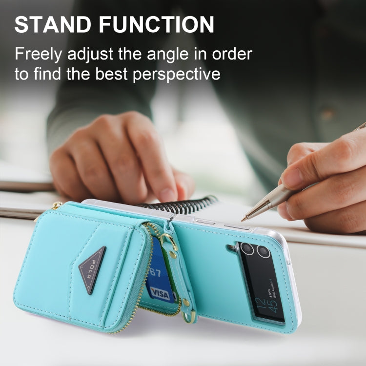 For Samsung Galaxy Z Flip3 5G POLA Multi-Card Slots Zipper Wallet Phone Case
