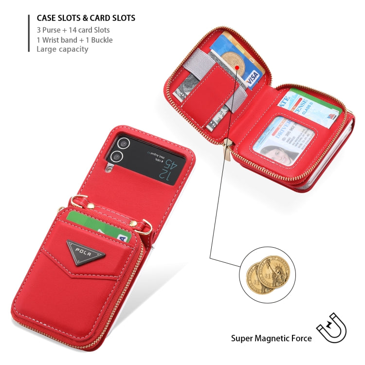 For Samsung Galaxy Z Flip3 5G POLA Multi-Card Slots Zipper Wallet Phone Case