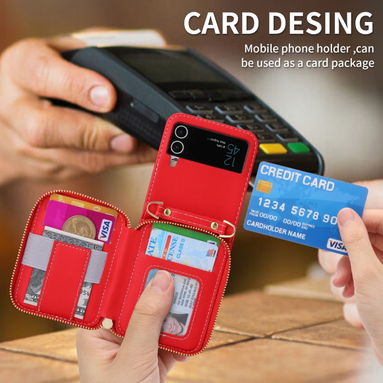 For Samsung Galaxy Z Flip3 5G POLA Multi-Card Slots Zipper Wallet Phone Case