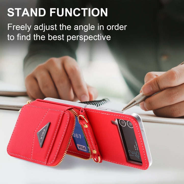 For Samsung Galaxy Z Flip3 5G POLA Multi-Card Slots Zipper Wallet Phone Case