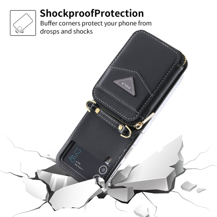 For Samsung Galaxy Z Flip3 5G POLA Multi-Card Slots Zipper Wallet Phone Case