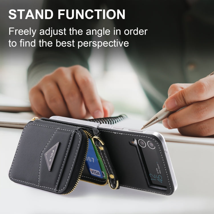 For Samsung Galaxy Z Flip3 5G POLA Multi-Card Slots Zipper Wallet Phone Case