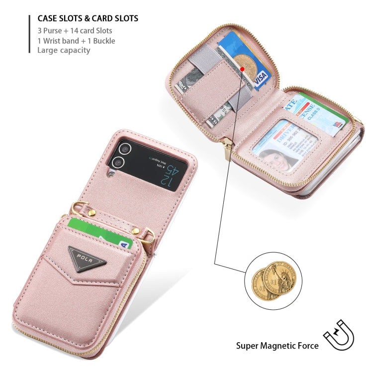 For Samsung Galaxy Z Flip3 5G POLA Multi-Card Slots Zipper Wallet Phone Case