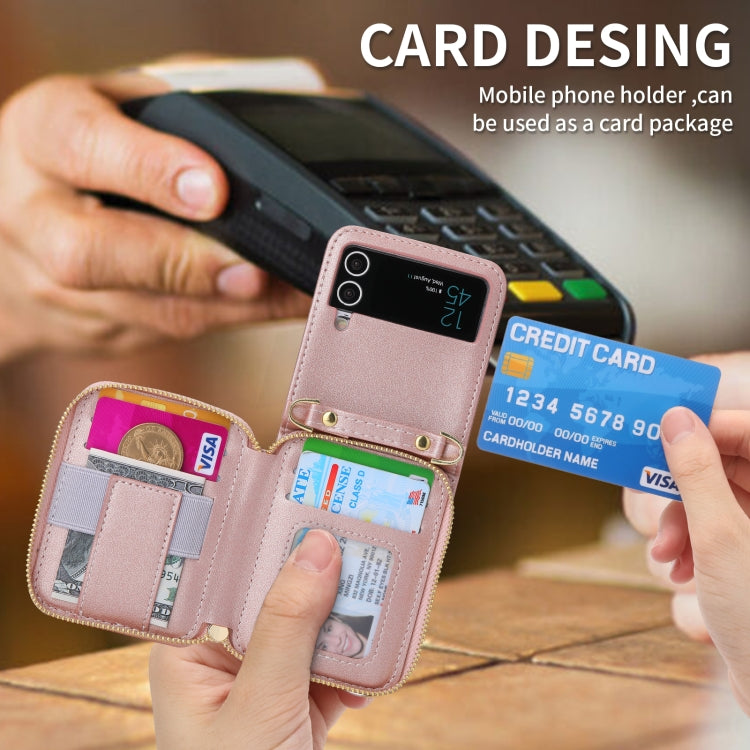 For Samsung Galaxy Z Flip3 5G POLA Multi-Card Slots Zipper Wallet Phone Case