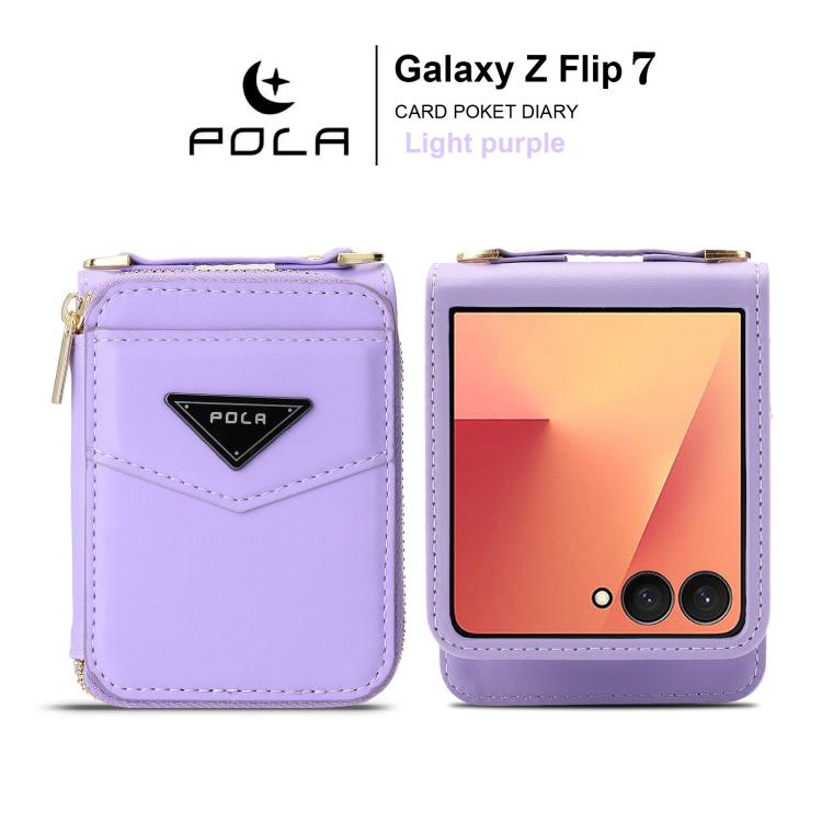 For Samsung Galaxy Z Flip7 5G POLA Multi-Card Slots Zipper Wallet Phone Case