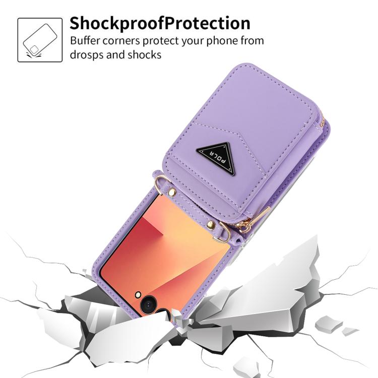 For Samsung Galaxy Z Flip7 5G POLA Multi-Card Slots Zipper Wallet Phone Case
